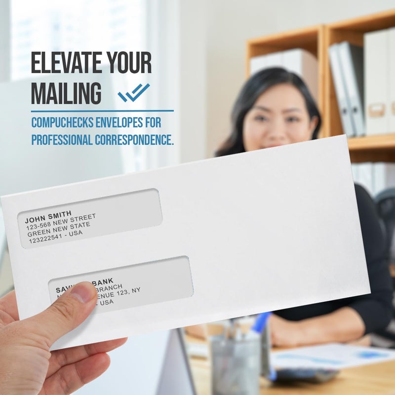 Compuchecks Double Window Envelopes #9- Flip and Seal Flap, Security Business Mailing Envelopes - Tamper Evident, Security Tint - 500 Count - Image 4